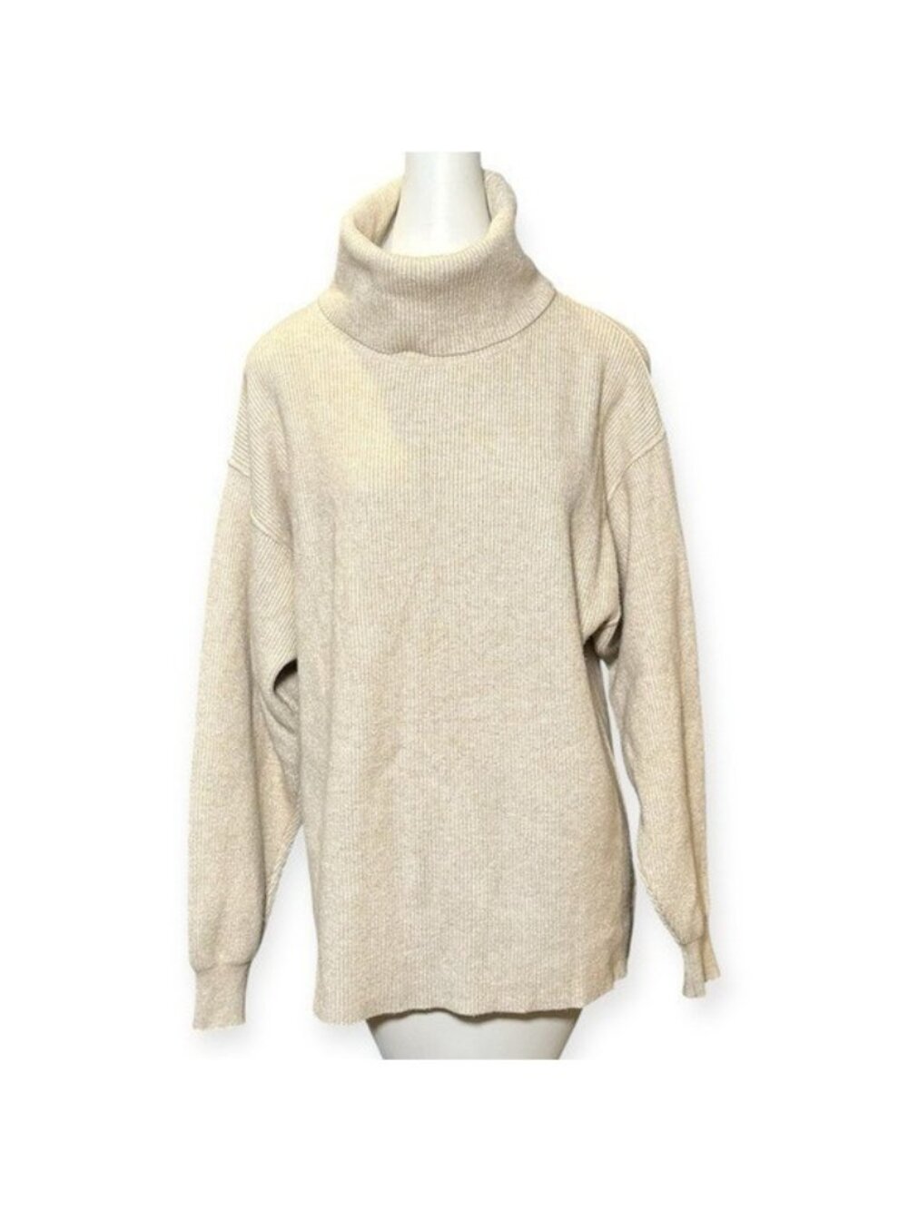 Free People Softly Structured Tunic Sweater XS Cowl Turtleneck Boho Oversized